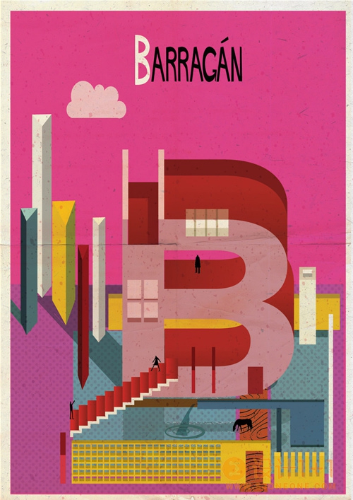 Federico Babina: 字母组成的经典建筑插画