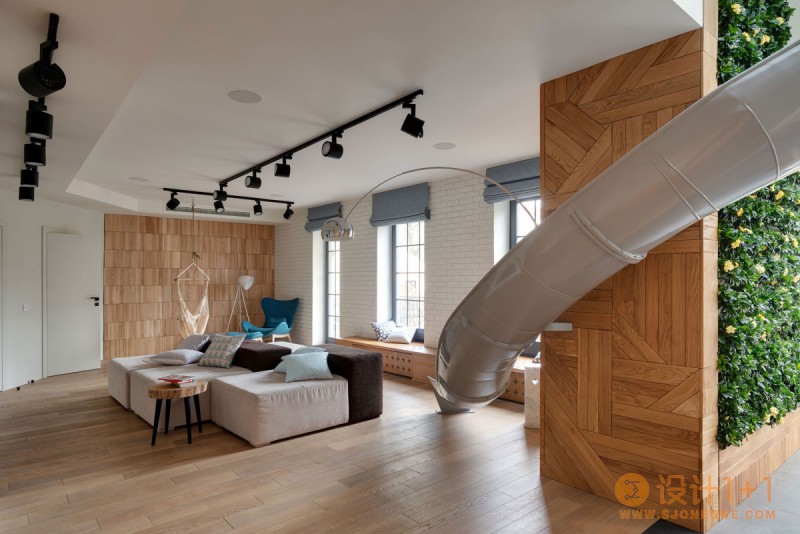 带滑梯的212平米复式公寓设计
